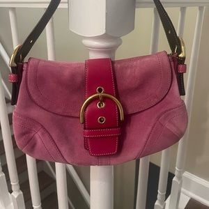 Coach pink suede handbag